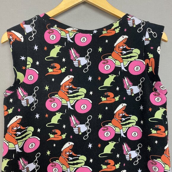 Nooworks Muscle Tee Mean Machine Print Size Large Motorcycle Rat Devil Lady - Picture 5 of 10